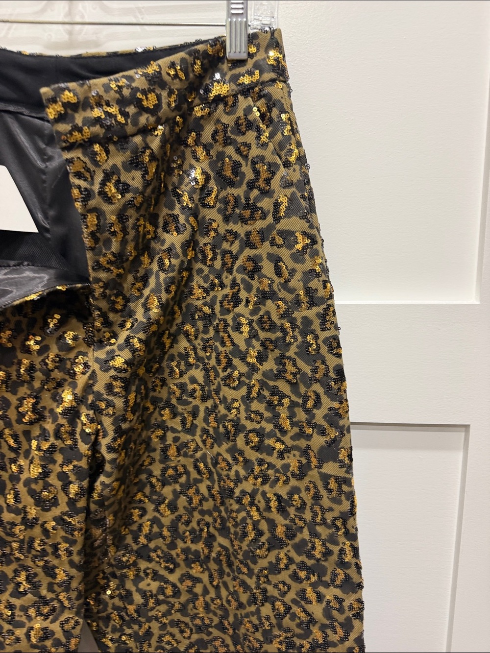 Zara Gold and Black Leopard Sequin Straight-Leg Pants - Picture 8 of 8